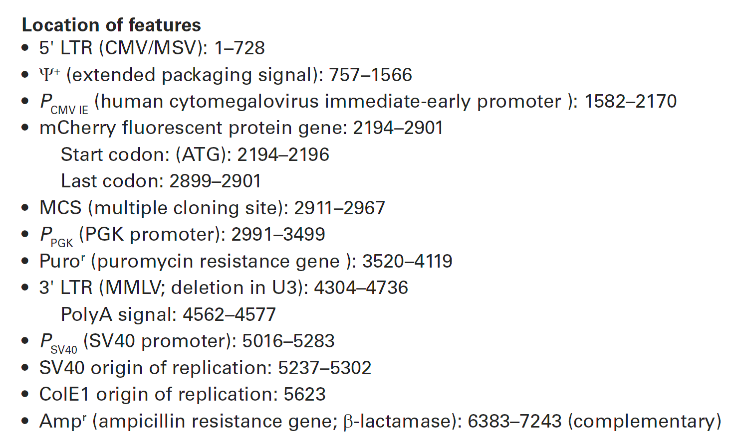 pRetroQ-mCherry-C1 载体特征